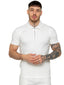 Men's White Zip Neck Polo T-Shirt - Lucca Menswear