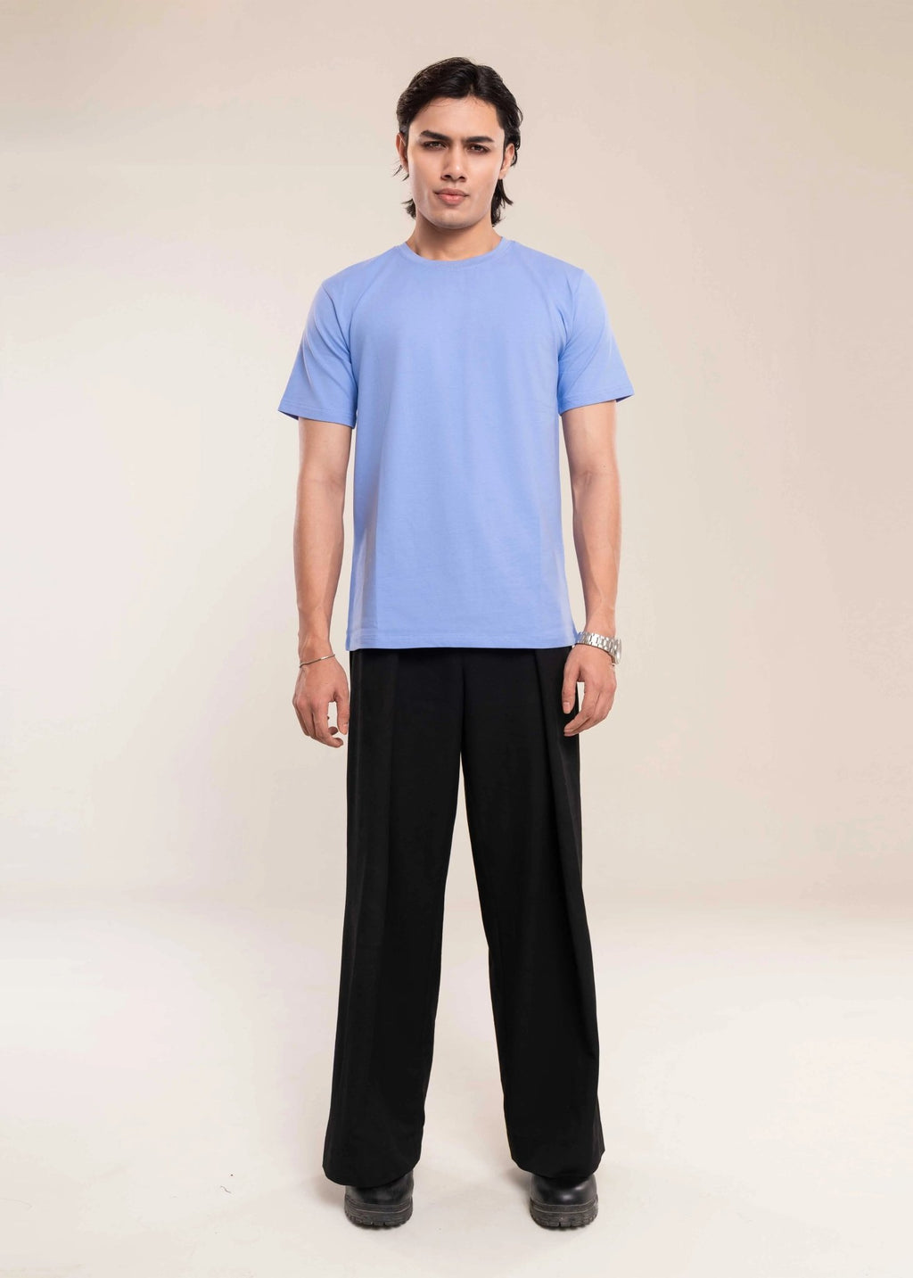 Muscle Fit Rich Cotton Blue T-Shirt - Lucca Menswear