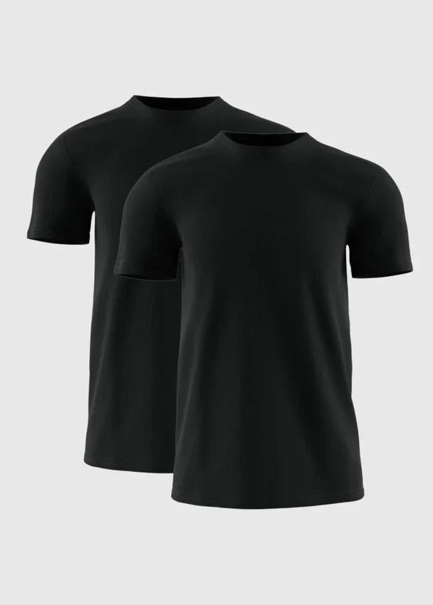 Pack Of 2 Men's Muscle Fit Black T-Shirt - Lucca Menswear Main image