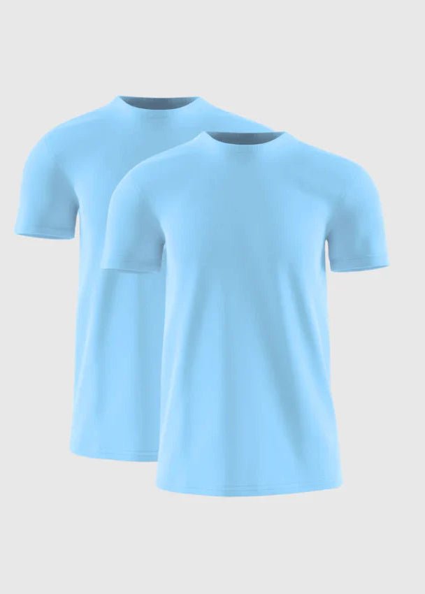 Pack Of 2 Men's Muscle Fit Sky Blue T-Shirt - Lucca Menswear Main image